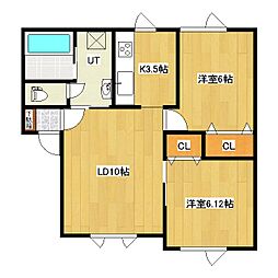 フリージアA 2LDKの間取図画像