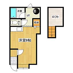 メゾネット三輪 ワンルームの間取図画像