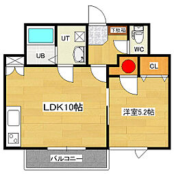 プレミアコートとん田 1LDKの間取図画像