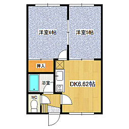 コーポラスエリート 2DKの間取図画像