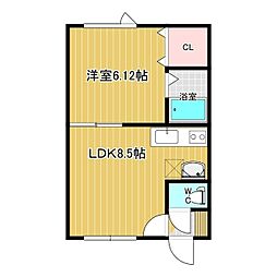 エクラタン光西 1DKの間取図画像
