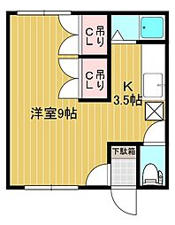 ホワイトビレッジ 1Kの間取図画像
