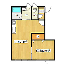 イーストウェイ 1LDKの間取図画像