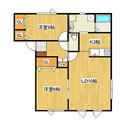 ブランフル2 2LDKの間取図画像