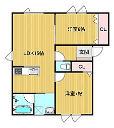 オニクス 2LDKの間取図画像