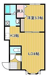 ウインズニューバース 1LDKの間取図画像