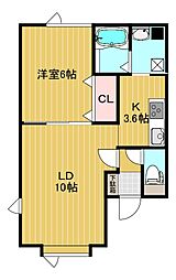 シエル 1LDKの間取図画像