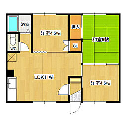 第3コーポ野尻 3LDKの間取図画像