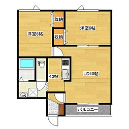 グレイス小泉1 2LDKの間取図画像