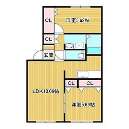 Cord9 2LDKの間取図画像