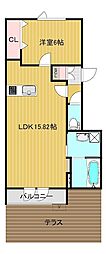 センターフィールドイースト 1LDKの間取図画像