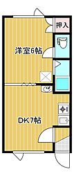 第8日研ハイツ 1DKの間取図画像