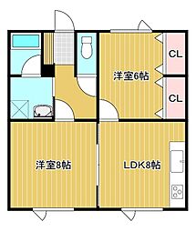 ハイツグリーン 2DKの間取図画像