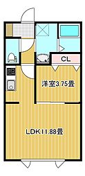 グラッド 1LDKの間取図画像