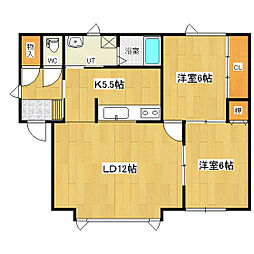 レクセル 2LDKの間取図画像