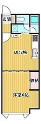 エルティアコーポ 1DKの間取図画像