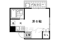 ドミノリバーサイド 1Kの間取図画像