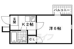 レオパレスRX山科 1Kの間取図画像