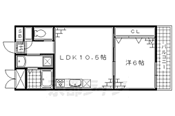 エクセレント鳥羽 1LDKの間取図画像