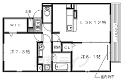 メゾン・ド・フルール楠葉ローズ 2LDKの間取図画像