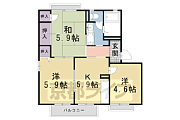 エクセレント桜ケ丘E棟 3Kの間取図画像