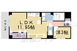 アルファクラージュくずは3 1LDKの間取図画像