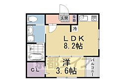 ハーモニーテラス納所町 1LDKの間取図画像