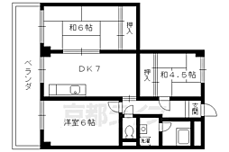 ハイツ長岡京 3DKの間取図画像
