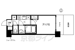 プレサンスTHEKYOTO彩美 1Kの間取図画像