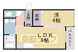 リヴェール長尾 1階1LDKの間取り