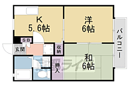 メゾン・デ・フェエリク 2階2DKの間取り