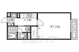 シャンティー1号館 2階1Kの間取り