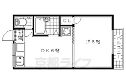 近鉄京都線 大久保駅 徒歩10分の賃貸マンション 1階1DKの間取り