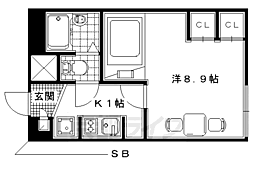 近鉄京都線 寺田駅 徒歩5分の賃貸アパート 2階1Kの間取り