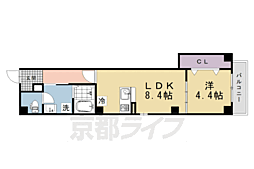 近鉄京都線 久津川駅 徒歩6分の賃貸マンション 2階1LDKの間取り