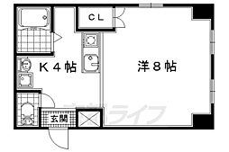 近鉄京都線 向島駅 徒歩15分の賃貸マンション 4階1Kの間取り