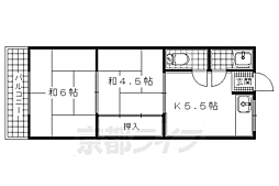 近鉄京都線 富野荘駅 徒歩4分の賃貸マンション 1階2DKの間取り
