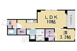近鉄京都線 大久保駅 徒歩10分の賃貸アパート 1階1LDKの間取り