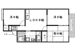 鹿芳館 1階3LDKの間取り