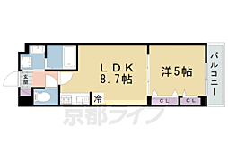 ルーミナス京田辺 2階1LDKの間取り