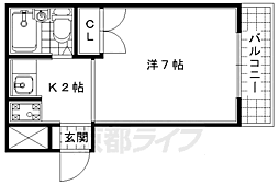 近鉄京都線 小倉駅 徒歩5分の賃貸マンション 1階1Kの間取り