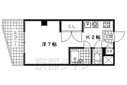 近鉄京都線 小倉駅 徒歩2分の賃貸マンション 2階1Kの間取り