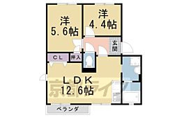 グランメ−ル光 2階2LDKの間取り