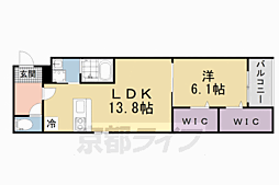 Ｗｉｓｔｅｒｉａ　ｔｅｒｒａｃｅ 2階1LDKの間取り