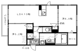 近鉄京都線 寺田駅 徒歩4分の賃貸アパート 1階2LDKの間取り