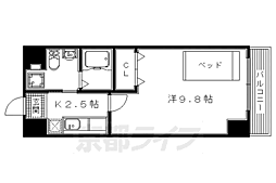 アートプラザ枚方 5階1Kの間取り