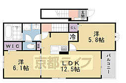 クローバー 2階2LDKの間取り