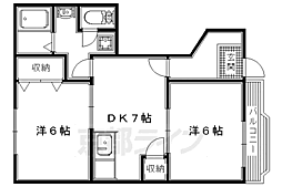 リエージュ 1階2DKの間取り
