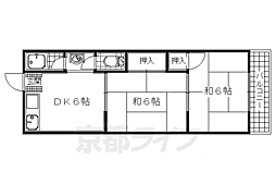 祝井ハウス 1階2DKの間取り