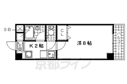 京阪宇治線 黄檗駅 徒歩2分の賃貸マンション 3階1Kの間取り